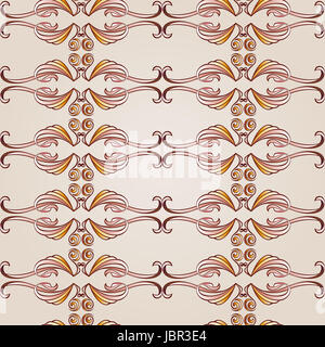 Patterns intersecting in the form of vines abstact trees on a light beige background Stock Photo