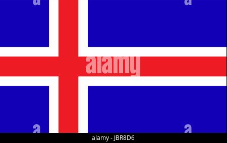 Iceland flag, official colors and proportion correctly. National Iceland flag. Flat vector illustration. EPS10. Stock Vector