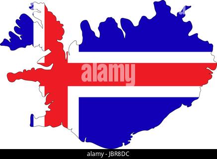 Map and flag of Iceland on a white background Stock Vector