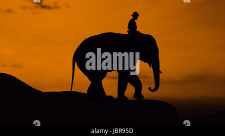 Elephant at mountain on twilight time Stock Photo