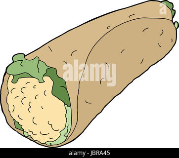 Chicken salad wrap with lettuce over white background Stock Photo