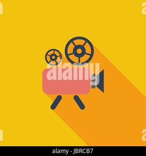Videocamera icon. Flat vector related icon with long shadow for web and mobile applications. It can be used as - logo, pictogram, icon, infographic el Stock Vector
