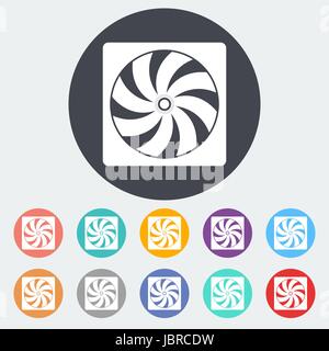 Radiator fan. Single flat icon on the circle. Vector illustration. Stock Vector