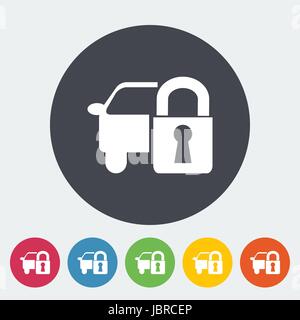 Locking car doors. Single flat icon on the circle. Vector illustration. Stock Vector