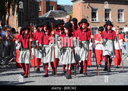 Mons, Belgium. 11th June, 2017. People take part in the Doudou festival held in Mons, Belgium, June 11, 2017. The Doudou Festival was recognized in 2005 by UNESCO as one of the masterpieces of the Oral and Intangible Heritage of Humanity. Credit: Gong Bing/Xinhua/Alamy Live News Stock Photo