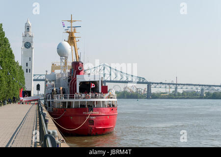 Montreal, Canada. 12th Jun, 2017. Icebreaker C3 cruising the Northwest Passage from Toronto to Victoria is moored in Montreal Old Port Credit: Marc Bruxelle/Alamy Live News Stock Photo