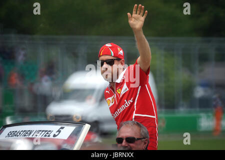 Montreal,Canada,11 June,2017. Formula One driver Sebastien Vettel in the drivers parade at the 2017 Montreal Grand Prix .Credit: Mario Beauregard/Alamy Live News Stock Photo