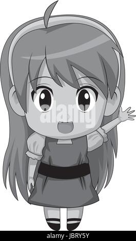 anime girl waving hand Stock Vector Image & Art - Alamy