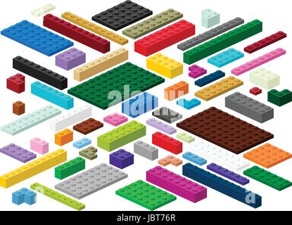 Building blocks and plates for children in vector (easily modifiable for graphic designers) Stock Vector