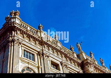 Palazzo Madama. Palace classical baroque building facade. Turin City Museum of Ancient Art. Low angle view. Turin, Piedmont, Italy, Europe, EU. Stock Photo