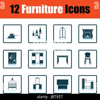 Home furniture icon set. Shadow reflection design. Vector illustration. Stock Vector