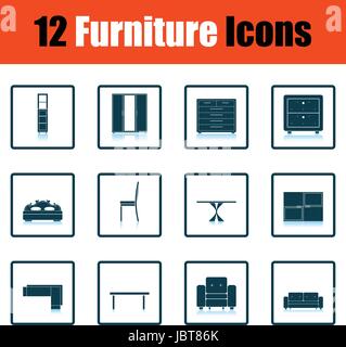 Home furniture icon set. Shadow reflection design. Vector illustration. Stock Vector