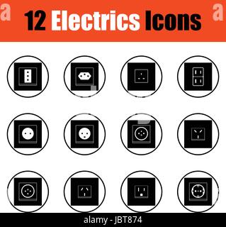 Electrics icon set. Thin circle design. Vector illustration. Stock Vector