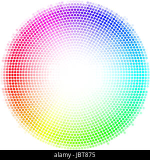 Equalizer multicolor dots digital in form circle with white in the centre on white background Stock Photo