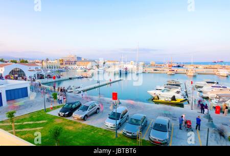 The beautiful Marina in Limassol city in Cyprus. A very modern, high end and newly developed area where yachts are moored and it's perfect for a waterfront promenade. A gem of the Mediterranean. Stock Photo