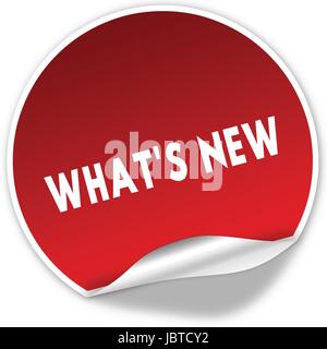 WHAT IS NEW text on realistic red sticker on white background. Illustration Stock Photo