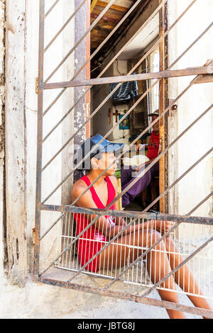 Cuban family, Havana Cuba, Sat on doorstep, poor family, poverty in ...