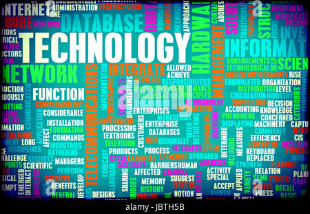 Technology Concept as a Abstract Word Cloud Art Stock Photo