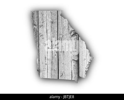 Map of Georgia on weathered wood Stock Photo