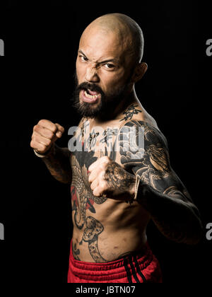 Portrait of MMA fighter Norifumi Kid Yamamoto at Krazy Bee Gym, Itoman City, Okinawa, Japan Stock Photo