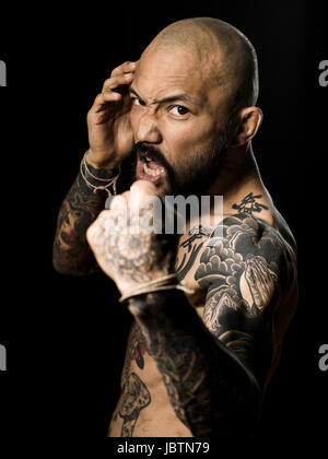 Portrait of MMA fighter Norifumi Kid Yamamoto at Krazy Bee Gym, Itoman City, Okinawa, Japan Stock Photo