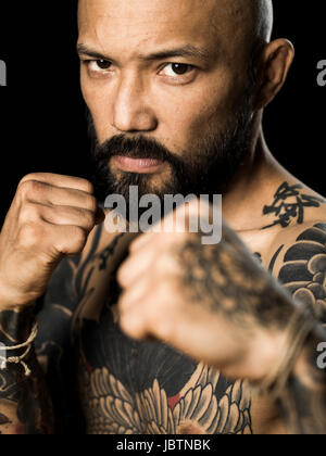 Portrait of MMA fighter Norifumi Kid Yamamoto at Krazy Bee Gym, Itoman City, Okinawa, Japan Stock Photo