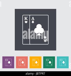 Play card. Single flat icon on the button. Vector illustration. Stock Vector