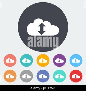 Cloud computing. Single flat icon on the circle. Vector illustration. Stock Vector