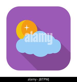 Weather icon. Moon, stars and clouds. Vector illustration. Stock Vector