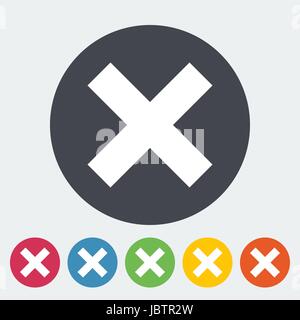 Delete button. Single flat icon on the circle. Vector illustration. Stock Vector