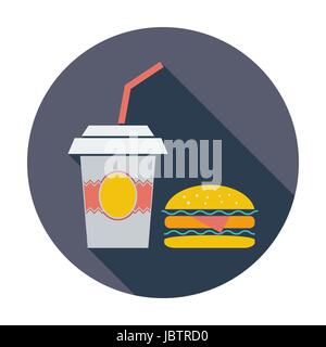 Fast food.. Single flat color icon. Vector illustration. Stock Vector