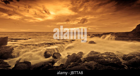 Dramatic colorful ocean sunset. Phi Phi island in Thailand. Stock Photo