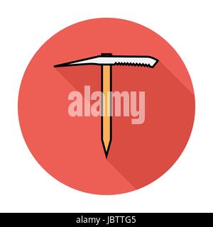 Ice axe. Single flat color icon on the circle. Vector illustration. Stock Vector