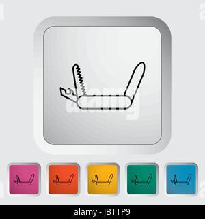 Knife. Outline icon on the button. Vector illustration. Stock Vector