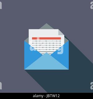 Envelope icon. Flat vector related icon with long shadow for web and mobile applications. It can be used as - logo, pictogram, icon, infographic eleme Stock Vector