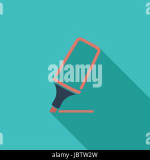 Marker icon. Flat vector related icon with long shadow for web and mobile applications. It can be used as - logo, pictogram, icon, infographic element Stock Vector