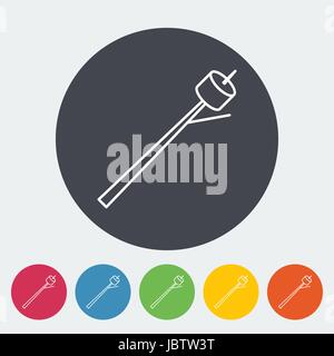 Marshmallow. Single flat icon on the circle. Vector illustration. Stock Vector