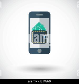 Phone with wallet. Single flat icon on white background. Vector illustration. Stock Vector