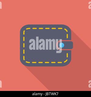 Purse icon. Flat vector related icon with long shadow for web and mobile applications. It can be used as - logo, pictogram, icon, infographic element. Stock Vector