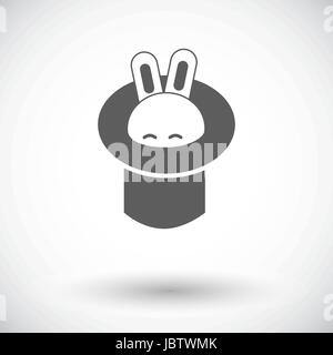 Rabbit in magician hat. Single flat icon on white background. Vector illustration. Stock Vector