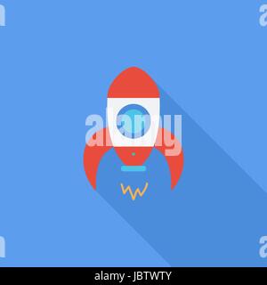 Rocket icon. Flat vector related icon with long shadow for web and mobile applications. It can be used as - logo, pictogram, icon, infographic element Stock Vector