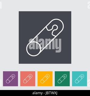 Safety pin thin line flat vector related icon set for web and mobile applications. It can be used as - pictogram, icon, infographic element. Vector Il Stock Vector