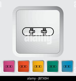 Skateboard thin line flat vector related icon set for web and mobile applications. It can be used as - pictogram, icon, infographic element. Vector Il Stock Vector