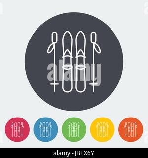 Ski icon. Thin line flat vector related icon for web and mobile applications. It can be used as - logo, pictogram, icon, infographic element. Vector I Stock Vector