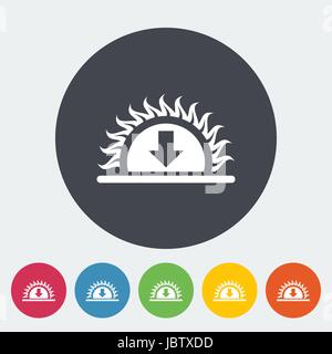 Sunset. Single flat icon on the circle. Vector illustration. Stock Vector