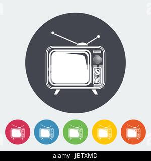 TV. Single flat icon on the circle. Vector illustration. Stock Vector