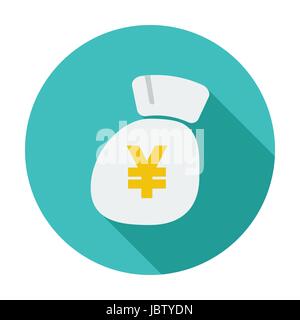 Yen. Single flat color icon. Vector illustration. Stock Vector
