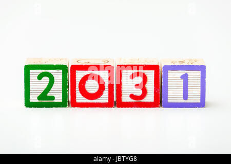 Wooden block for year 2031 Stock Photo