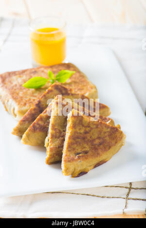 arab bread murtabak, in setting background Stock Photo