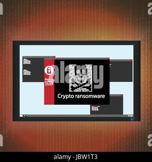 Malware, Ransomware Wannacry Crypto Virus Cyber security Breach - Vector Illustration Stock Vector
